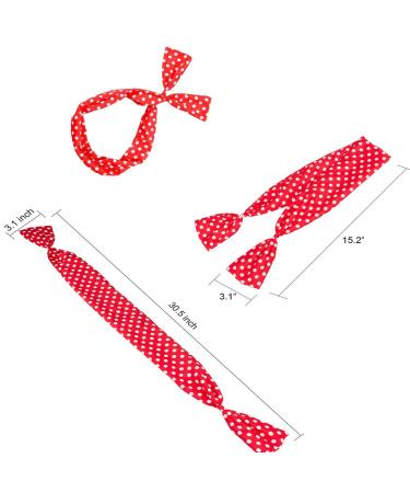 Retro Polka Dot Wire Headband Set for Women - 4 Pack Red Hair Holders - Buy Online on GoSupps.com