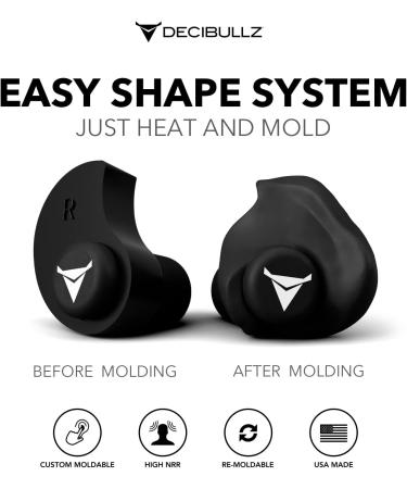 Decibullz Custom Molded 25dB Noise Reduction Earplugs - Black | Reusable Earplugs for Hearing Protection, Noise Sensitivity & Flights - Buy Online on GoSupps.com