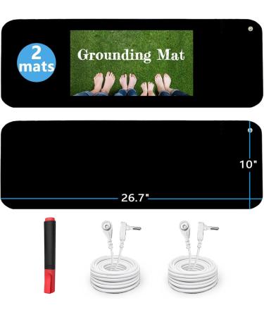 Grounding Mat Kit (2 Pack)-2 Grounding Mats (10 x 26.7") with Grounding Adapter, 2 Straight Cords (15ft) and 2 Grounding Wristbands - Reduce Inflammation, Improve Sleep and Help with Anxiety - Buy Online on GoSupps.com
