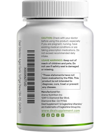 DEAL SUPPLEMENT Odorless Aged Garlic Pills 6 000mg Per Serving 500 Softgels 24:1 Garlic Oil Extract Fresh Allium Sativum Bulb Source Heart & Immune Antioxidant Supplements Non-GMO - Buy Online on GoSupps.com