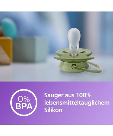 Philips Avent Ultra Soft Pacifier 2-Pack | BPA-Free for 18+ Months | Includes Sterilization Box | Green/Orange (SCF093/01) - Buy Online on GoSupps.com