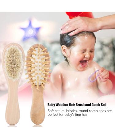 Sluffs Baby Wooden Hair Brush and Comb Set with Goat Hair Bristles - for Newborns and Toddlers - Buy Online on GoSupps.com