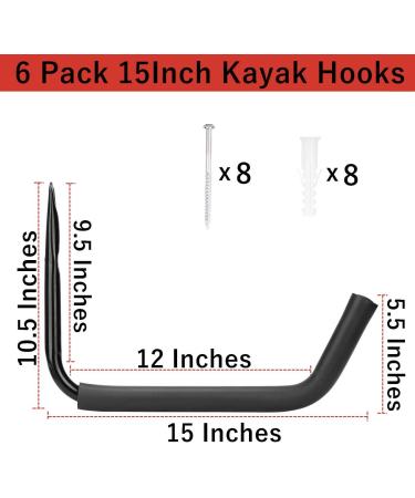 Garage Storage Heavy Duty Hooks  15Inch Jumbo Arm Kayak Rack  6 Pack Wall Mount Canoe Hangers - Buy Online on GoSupps.com