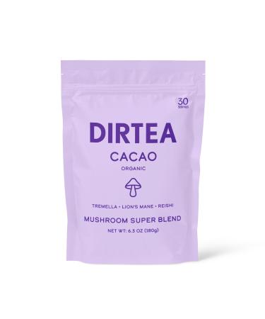 DIRTEA Cacao Super Blend | 100% Organic | Vegan | Non GMO | Supports Immune Health | Promotes Deep Sleep & Focus | with Lion's Mane Tremella Reishi MCT and Moringa | 180g - 30 Servings