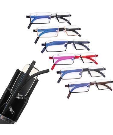 LILLIE 1 pair of half-rim reading glasses fashionable and anti-blue light soft nose pads are not easy to fall off 2.0x Blue