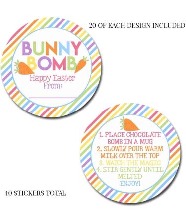 Bunny Bomb Cute Carrot Themed Happy Easter Hot Cocoa Bomb Sticker Labels  Total of 40 2 Circle Stickers (20 sets of 2) by AmandaCreation - Buy Online on GoSupps.com