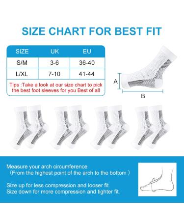 ACWOO Plantar Fasciitis Socks 4 Pairs Neuropathy Socks Ankle Compression Socks for Women Men Breathable Anti-Slip Ankle Support Brace Wide Calf Compression Socks for Pain Relief Flying Running L/XL White - Buy Online on GoSupps.com