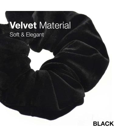 Premium Quality Velvet Classic Hair Ties/Bands 2pcs - Plain Black - Buy Online on GoSupps.com