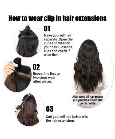 Clip In Extensions Black 50cm - 200g Real Hair 4 Part Set | Long Curly Hair Extensions for Women - Buy Online on GoSupps.com
