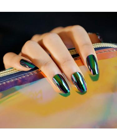 Sethexy Shiny Ballerina False Nails Coffin Discoloration Full Cover Acrylic Art Nail Tips For Women and Girls