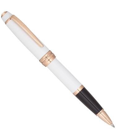 Cross Bailey Pearlescent White Lacquer Rolling Ball Pen with rose gold appointments