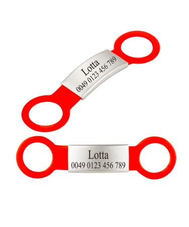 2 pieces of silicone dog brand with engraving pet ID brand to postpone personalized animal brands for dogs and cats red M (2 Pack)
