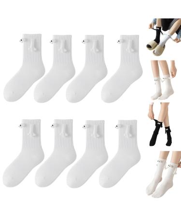 Couple Holding Hands Socks Magnetic Sucktion 3D Doll Couple Socks 4*white