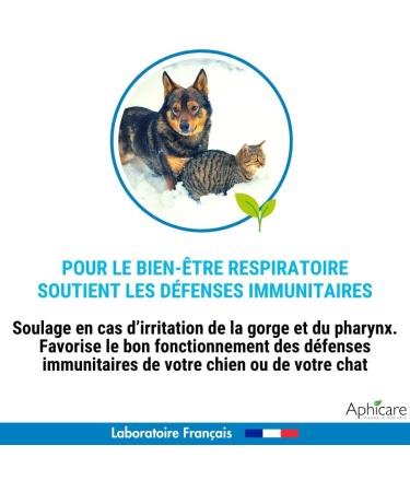 APHICARE - Respiration - 30 tablets - Respiratory comfort - Eucalyptus - Thyme - Echinacea - Food supplement for dogs and cats - Made in France - Buy Online on GoSupps.com