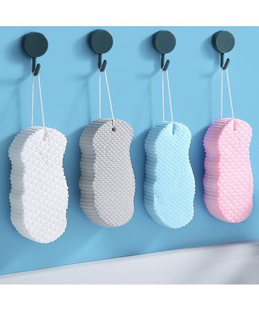 4Pcs 3D Ultra Soft Exfoliating Bath Sponge Set for Pain-Free Spa Scrub - Dead Skin Remover for Women, Children, Adults - White Pink Blue Gray - Buy Online on GoSupps.com