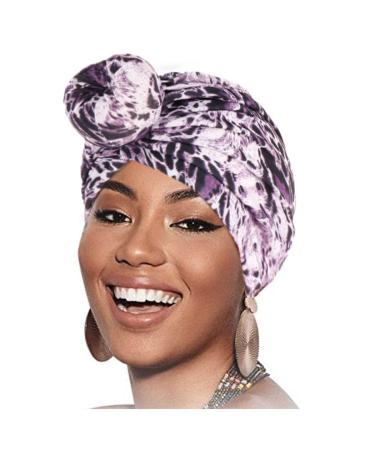 Leopard Print African Head Wraps - Pre-Tied Cotton Cap for Women and Girls (Pack of 2) - Buy Online on GoSupps.com