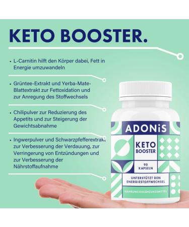 Adonis Keto Booster - Natural Ketosis Supplement | Boost Metabolism & Support Diet | 90 Capsules for Optimal Results - Buy Online on GoSupps.com