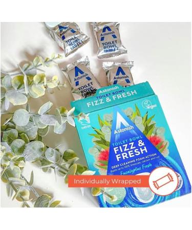 Astonish Toilet Bowl Fizz & fresh Deep Cleaning Foam Action - Pink Peony Fresh - Lemon Splash - Eucalyptus Fresh - 8 Tablets Each Pack - 24 Total Tablets - Buy Online on GoSupps.com