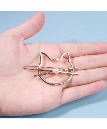 Yheakne Cat Hair Clip Barrette Gold Hair Barrette Pin Animal Hair Barrette Clips Decorative Hair Accessories for Women and Girls Cat Lover Gifts (Gold) - Buy Online on GoSupps.com