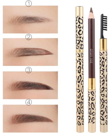 Baluue Leopard Eyebrow Pencil 2pcs Long Lasting Eyebrow Pencil with Brush Wooden Leopard Cover Eyebrow Pencil Makeup Tool Brown - Buy Online on GoSupps.com
