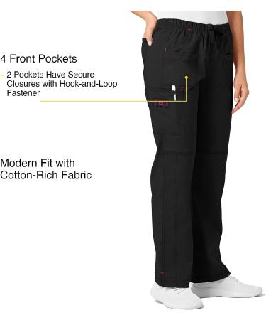 WonderWink Women's Wonderflex Faith Scrub Pant Large Black - Buy Online on GoSupps.com
