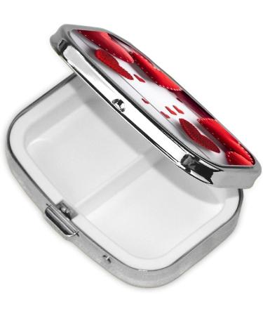Handmade Red Hearts Square Pill Box - Portable Medicine Organizer for Travel | Perfect Gift - Buy Online on GoSupps.com