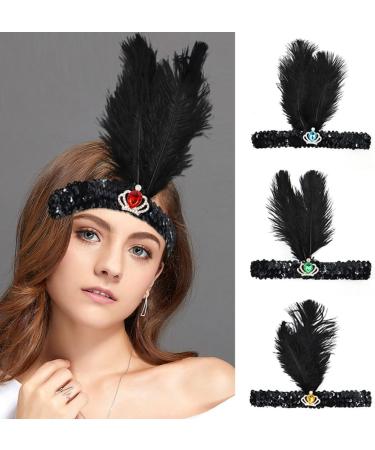xbiez Rhinestone&Feather Headband for Women Elastic 1920s Headband Carnival Wedding Party Bride Photography Hair Accessories 1921 Blue Pendant - Buy Online on GoSupps.com