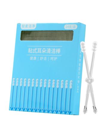 Ear Cleaner - 24 Piece Adhesive Cleaning Sticks Health Care Tool for Adults Kids and Babies | PP Material Safe and Gentle Convenient for Travel Home Grooming White