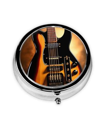 Instrumental Guitarround Pill Box 3 Compartments Round Pill Box Organizer for Purse Or Pocket Portable Travel Pill Box