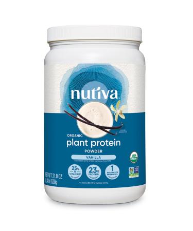 Nutiva Organic Plant Protein Smoothie, Vanilla, 1.4 Pound, USDA Organic, Non-GMO, Non-BPA, Vegan, Gluten-Free, Keto & Paleo, 23g Protein Shake & Meal Replacement
