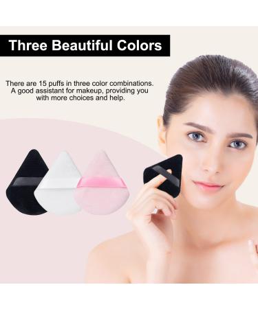 15 Pcs Triangular Velour Puffs - LINKPEACE Washable and Reusable Makeup Powder Puffs with Straps for Contouring Corners and Under Eyes for Loose Powder Body Powder Makeup Tool (black white powder) Black White Powder-15pcs - Buy Online on GoSupps.com