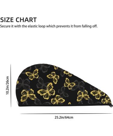Golden Glitter Butterflies Microfiber Hair Towel - Soft Super Absorbent Hair Wrap for Women | Quick Dry Coral Velvet Cap for Long Curly Thick Hair - Buy Online on GoSupps.com