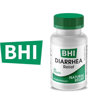 BHI Diarrhea Relief Fast-Acting Natural Remedy for Mild Diarrhea - 8 Soothing Homeopathic Actives Help Calm Stomach Ache Gas & Cramps for Women & Men - 100 Tablets (Pack of 2) - Buy Online on GoSupps.com