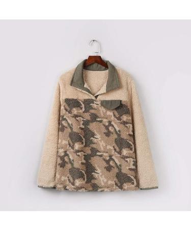 Bigfanshu Woman Dresses Fashion Long Sleeve Plaid Zip Up with Zippered Pockets Winter Jacket Tops Camouflage - Buy Online on GoSupps.com
