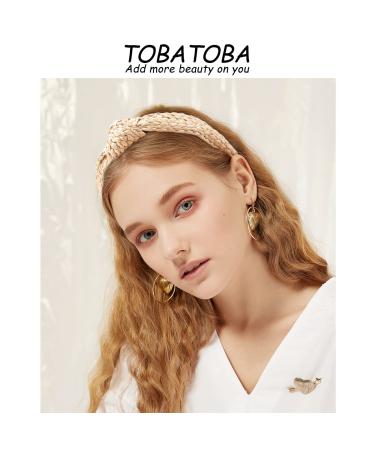 TOBATOBA 3Pcs Raffia Straw Top Knot Headbands for Women - Boho Woven Beach Hair Accessories - Buy Online on GoSupps.com
