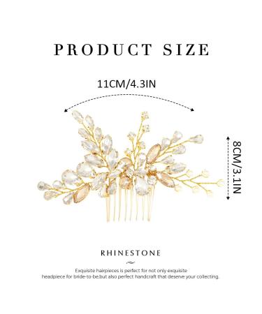 Gold Rhinestone Wedding Hair Comb - Catey Crystal Bride Hair Accessory - Buy Online on GoSupps.com