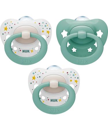 Buy NUK Signature Pacifier | BPA-Free Silicone | 0-6 Months | Stars Green | Pack of 3 - International Shipping Available - Buy Online on GoSupps.com
