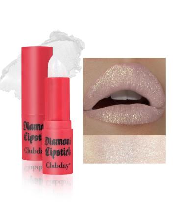 Glitter Diamond Lipstick Tiny Pearl Metallic Shimmer Lip Glaze High Pigment Lightweight Mini Velvety Long Lasting Smooth Non-stick Cup Sparkling Lip Makeup Shinning Lip Gloss for Women (01)