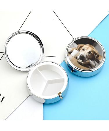 Travel Pill Box with Dog Print | 3 Compartment Portable Medicine Organizer for Purse & Pocket - Buy Online on GoSupps.com