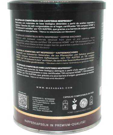  Marabans Coffee & Tea Marabans Origins coffee capsules. Jar of 20 capsules 5.8 grams each. Suitable for Nespresso coffee machines. - Buy Online on GoSupps.com