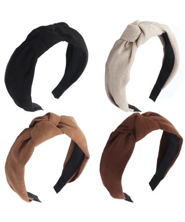 Lvyeer 4 Pack Knotted Headbands for Women Suede Headbands Fashion Knot Headbands Non Slip Hairband Workout Yoga for Women and Girls (4 Pack-A) - Buy Online on GoSupps.com