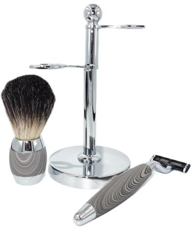 Shop Kjyr Portable Men's Stainless Steel Shaving Brush & Holder - Stylish Wood Handle 3 Security Blades Durable 11x17cm - International Shipping Available - Buy Online on GoSupps.com
