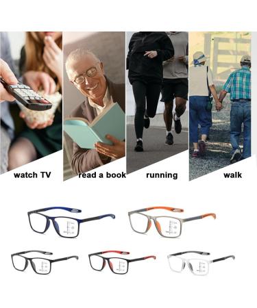 Progressive Multifocus Reading Glasses for Men Women Flexible Sports Glasses Anti blue Light Computer Readers(Couleur:Blue Grandeur:2.5x) - Buy Online on GoSupps.com