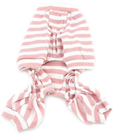 Zunea Striped Pajamas for Small Dogs - Cozy Cotton Puppy Sweatshirts & Autumn Outfits | Size L Pink - Buy Online on GoSupps.com