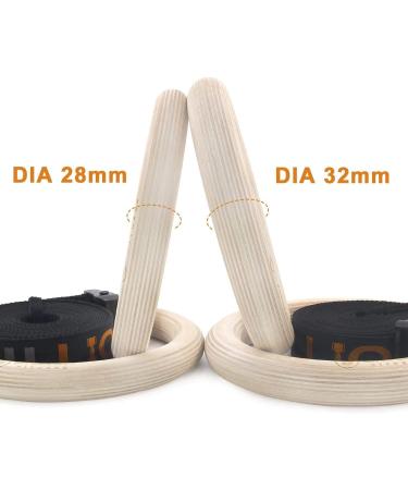 5BILLION Wooden Gymnastic Rings with Adjustable Straps - 2x15ft Wood Gym Rings for Home Gym Full Body Workout - Quick Install Cam Buckle - 1500lbs Supported - Black (32mm) - Buy Online on GoSupps.com