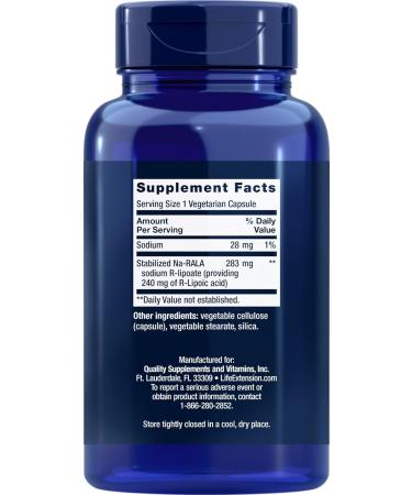 Buy Life Extension Super R-Lipoic Acid 240 mg - 60 Vegetarian Capsules (Pack of 2) | International Shipping Available - Buy Online on GoSupps.com