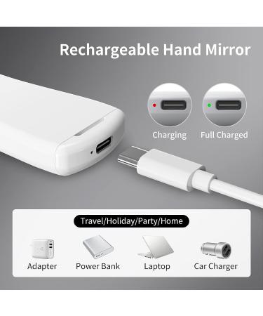 UPFOX Handheld LED Makeup Mirror with USB/Type-C Charging - Travel Friendly and Fingerprints Resistant - Buy Online on GoSupps.com