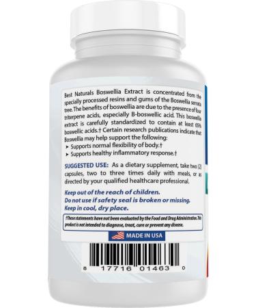 Best Naturals Boswellia Serrata Joint Health 250 mg 120 Capsules - Standardized to 65% Boswellic Acid (120 Count (Pack of 2)) - Buy Online on GoSupps.com