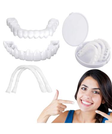 Fluktrix 2 pairs of dentures Temporary lightening artificial teeth self -confident smile veneers to put on cosmetic upper and lower artificial teeth for covering missing teeth