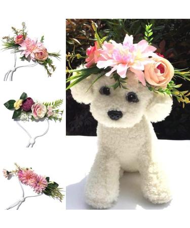 Soonhua Adjustable Dog Flower Crown | Pet Hair Band for Weddings Festivals & Birthdays - Flower Garland & Photography Props - Buy Online on GoSupps.com
